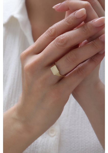 14 Ayar Altın Kişiselleştirilebilir Plaka Yüzük