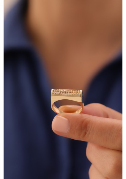 14 Ayar Altın Dikdörtgen Taşlı Yüzük fiyatları