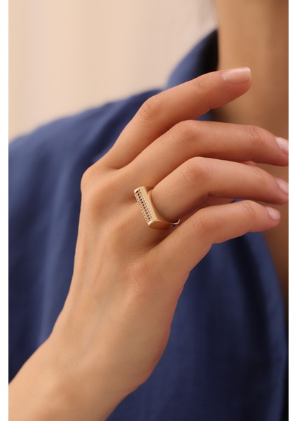 14 Ayar Altın Dikdörtgen Taşlı Yüzük modelleri