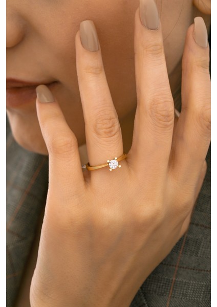 14 Ayar Altın Tektaş Yüzük