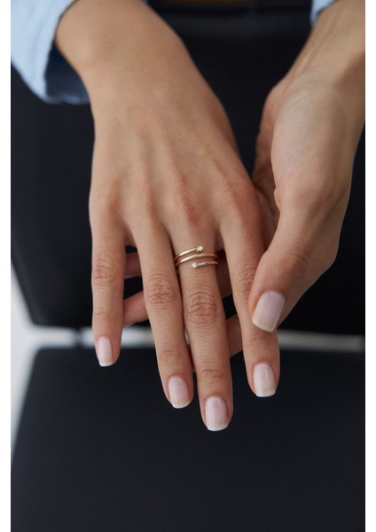 14 Ayar Altın Taşlı Tel Yüzük