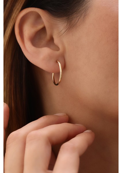 14 Ayar Altın Bombe Halka Küpe modelleri