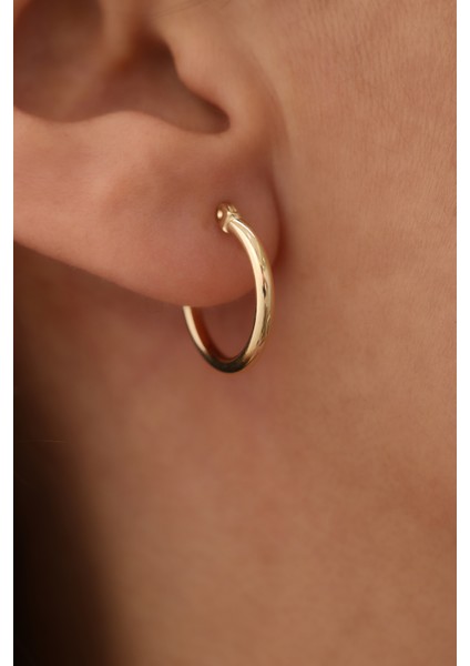 14 Ayar Altın Bombe Halka Küpe