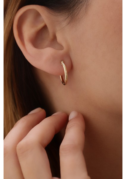 14 Ayar Altın Bombe Halka Küpe modelleri