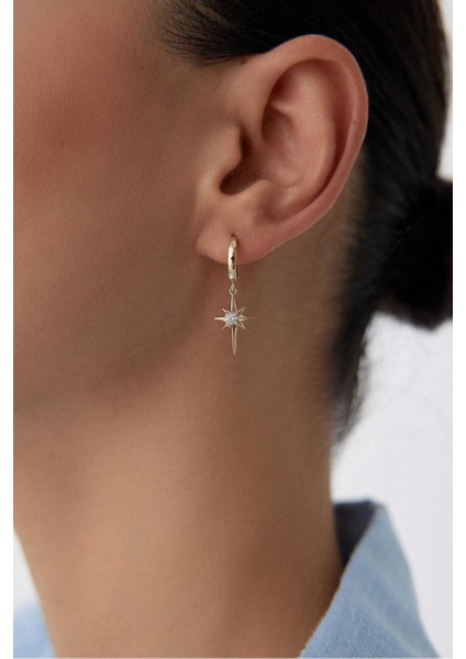 14 Ayar Altın Kuzey Yıldızı Küpe