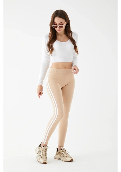 Açık Somon Çift Çizgili Tayt indirimleri