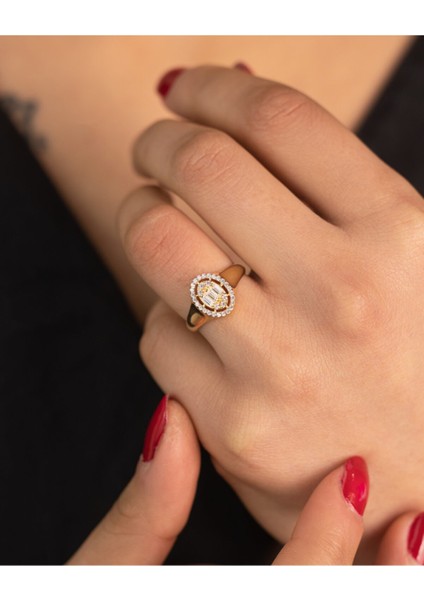 Altın Baget Yüzük Oval