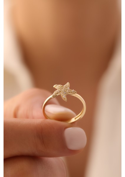 14 Ayar Altın Deniz Yıldızı Yüzük modelleri