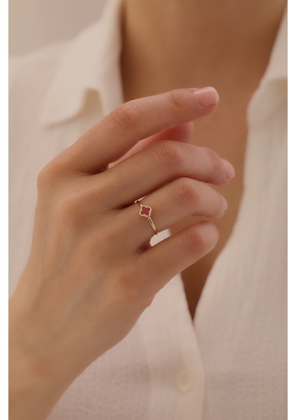 14 Ayar Altın Yonca Yüzük modelleri