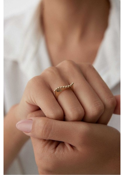 14 Ayar Altın Dalgalı Yüzük