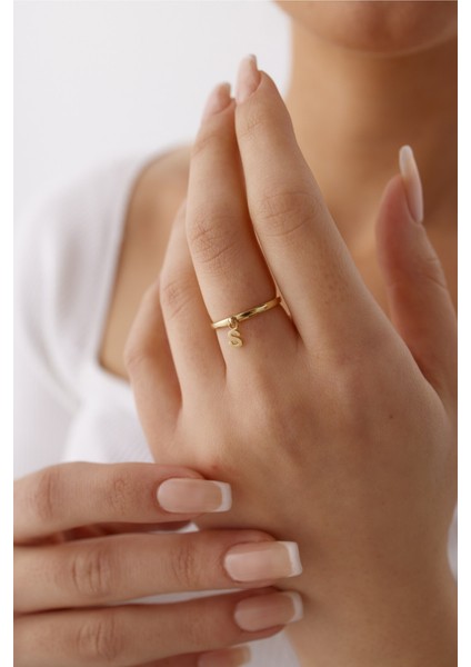 14 Ayar Altın Sallantılı Harf Yüzük fiyatları