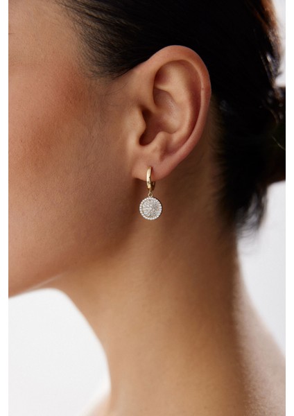 14 Ayar Altın Trapez Baget Halka Küpe