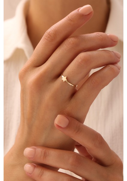 14 Ayar Altın Yıldız Yüzük