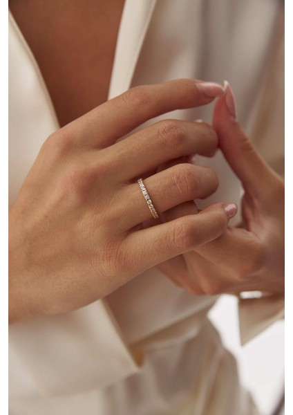 14 Ayar Altın Tek Sıra Tamtur Yüzük