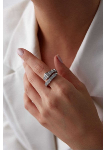 14 Ayar Altın Taşlı Snake Yüzük