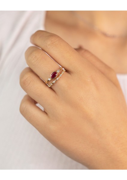 Altın Bordo Çift Kollu Twin Yüzük