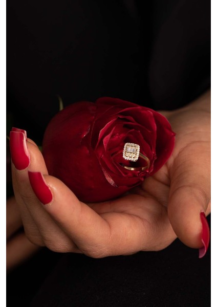 14 Ayar Altın Baget Yüzük Parçalı modelleri