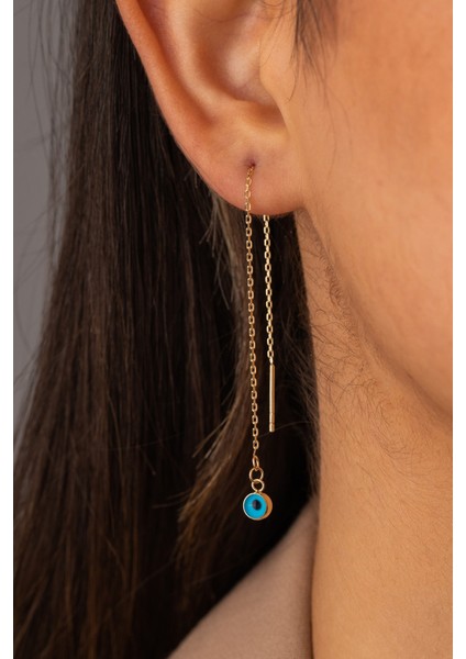 14 Ayar Altın Sallantılı Göz Küpe