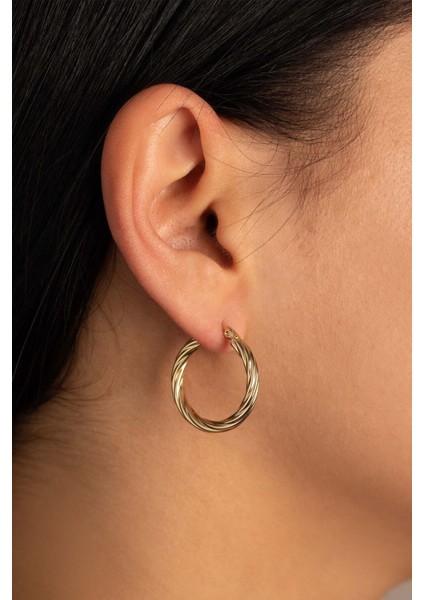 14 Ayar Altın Ince Burgu Küpe