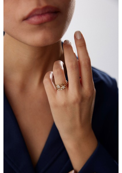 14 Ayar Altın Kalp Yıldız Yüzük