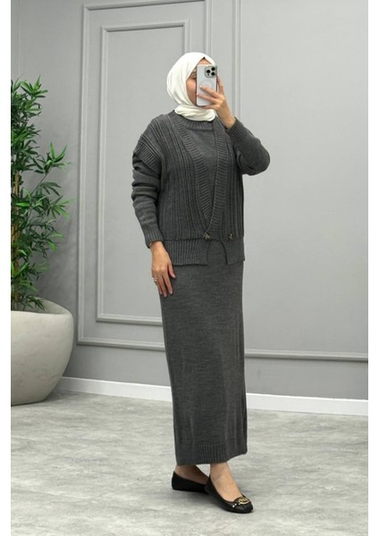 Kadın Düğme Detaylı Sıfır Kol Yelekli Tesettür Elbise fiyatları