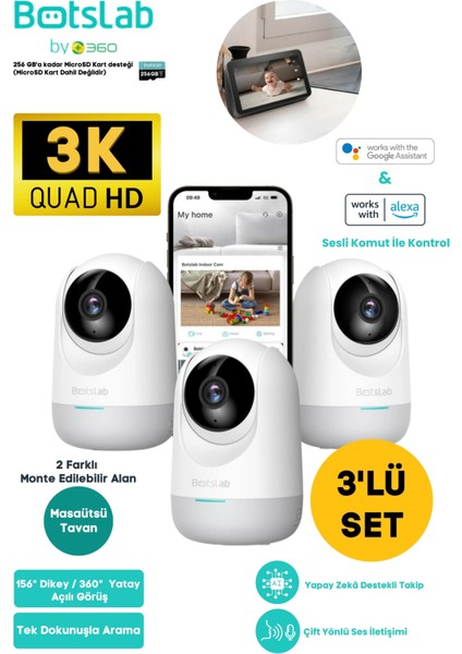 2c Pro Smart Camera Set - 3k / Tek Tuşla Sesli Arama / 360 Akıllı Güvenlik Kamerası - C222
