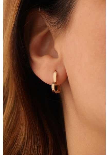 14 Ayar Altın Halka Kalp Küpe modelleri