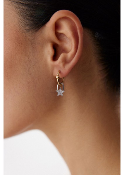 14 Ayar Altın Yıldız Halka Küpe