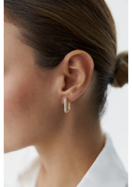 14 Ayar Altın Dikdörtgen Taşlı Küpe fiyatları