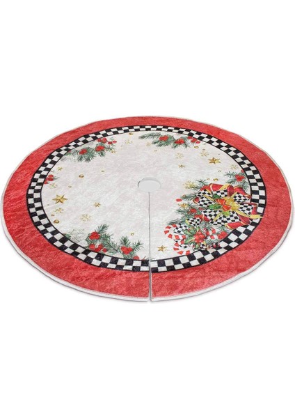 Yılbaşı Ağacı Altı Örtüsü | Yılbaşı Desenli Çam Ağacı Ayak Örtüsü Dot Tabanlı Halı | PAR0359 indirimleri