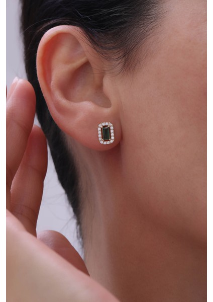 14 Ayar Altın Yeşil Zümrüt Baget Küpe fiyatları