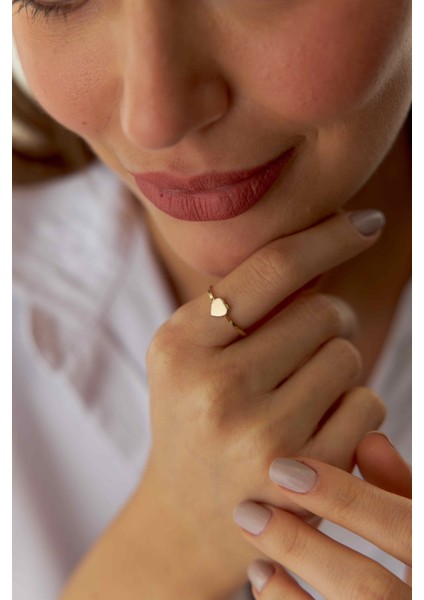 14 Ayar Altın Mini Taşsız Kalp Yüzük