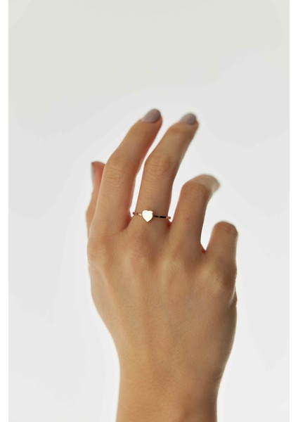 14 Ayar Altın Mini Taşsız Kalp Yüzük modelleri