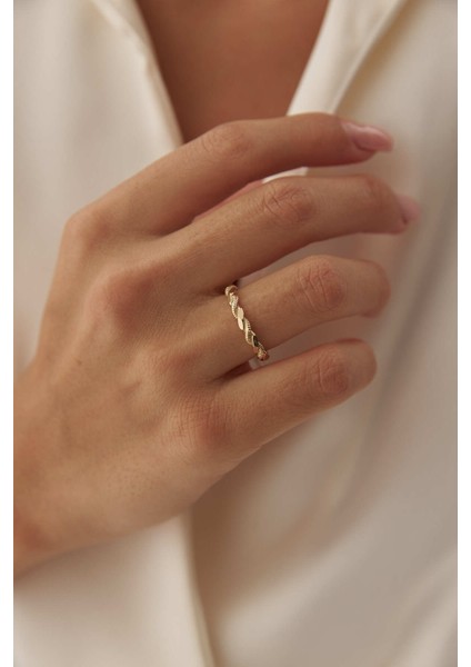 14 Ayar Altın Ikili Burma Yüzük