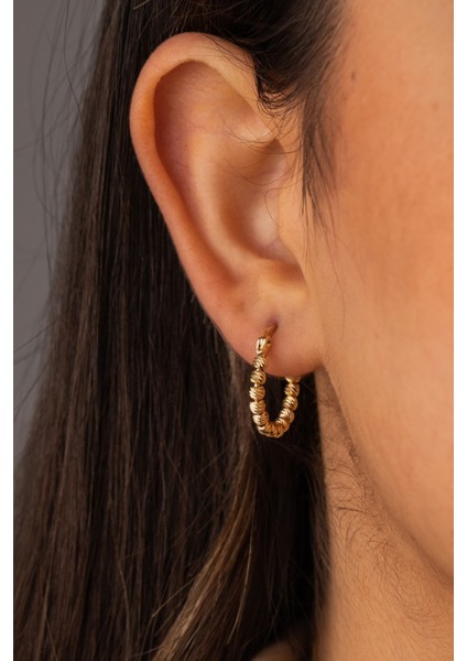 14 Ayar Altın Dorika Toplu Halka Küpe