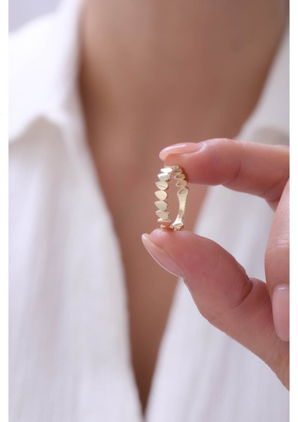 14 Ayar Altın Damla Desenli Zarif Yüzük modelleri