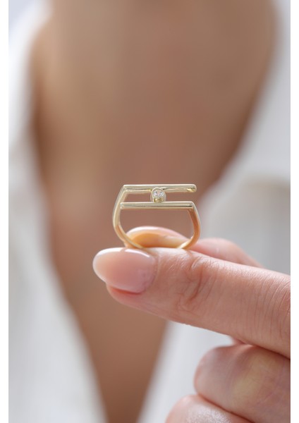 14 Ayar Altın Modern Tektaş Yüzük modelleri