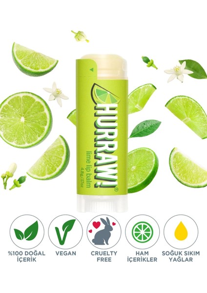 Lime Dudak Balmı Ferahlatıcı Etkiyle Gün Boyu Bakım 4.25 g Vegan ve Doğal İçerik