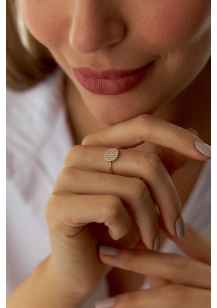 14 Ayar Altın Taşlı Yuvarlak Yüzük modelleri