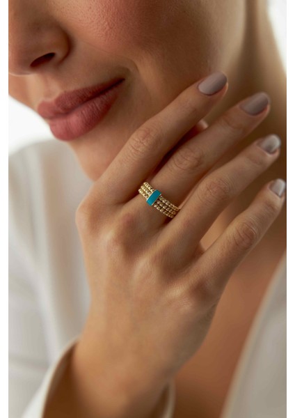 14 Ayar Altın Mavi Mineli Dorika Yüzük