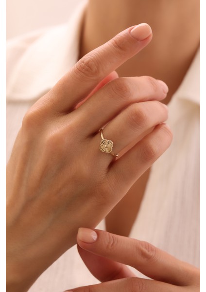 14 Ayar Altın Kalemli Yonca Yüzük