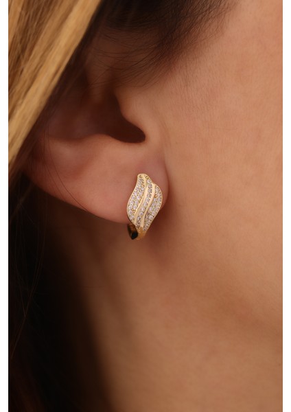 14 Ayar Altın Taşlı Yaprak J Küpe fiyatları