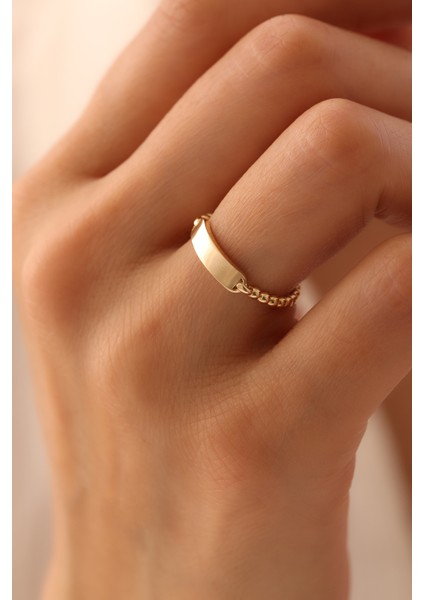 14 Ayar Altın Plaka Yüzük