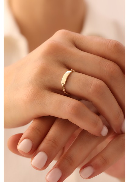 14 Ayar Altın Plaka Yüzük modelleri