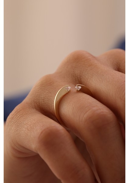 14 Ayar Altın Sarmal Modern Taşlı Yüzük fiyatları