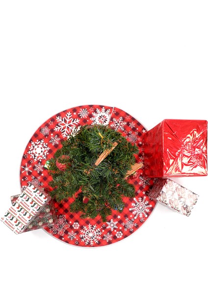 Yılbaşı Ağacı Altı Örtüsü | Yılbaşı Desenli Çam Ağacı Ayak Örtüsü Dot Tabanlı Halı | PAR0359 fiyatları