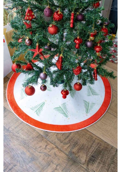 Yılbaşı Ağacı Altı Örtüsü | Yılbaşı Desenli Çam Ağacı Ayak Örtüsü Dot Tabanlı Halı | PAR0359 modelleri