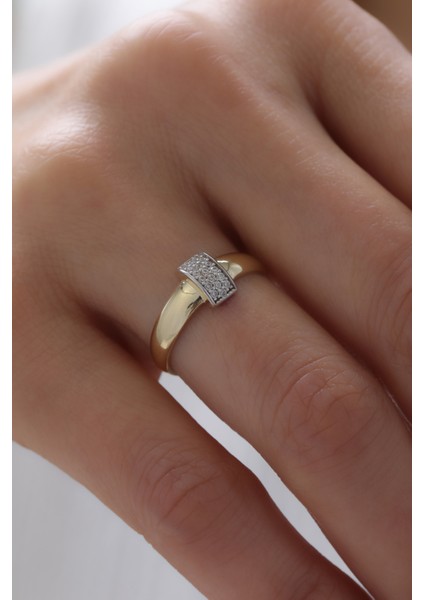 14 Ayar Altın Silindir Taşlı Düz Yüzük fiyatları