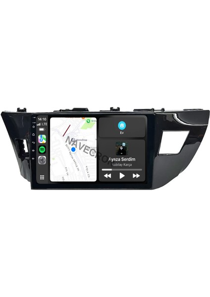 Toyota Corolla 2013-15 10" Uyumlu Android Multimedia Gerçek 4/64 Kablosuz Carplay Geri Görüş Kameralı