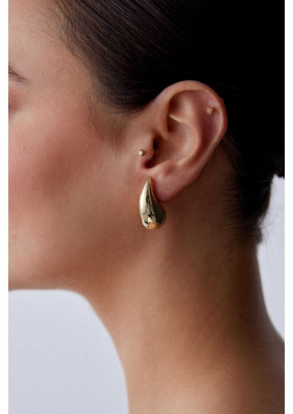 14 Ayar Altın Mega Damla Küpe